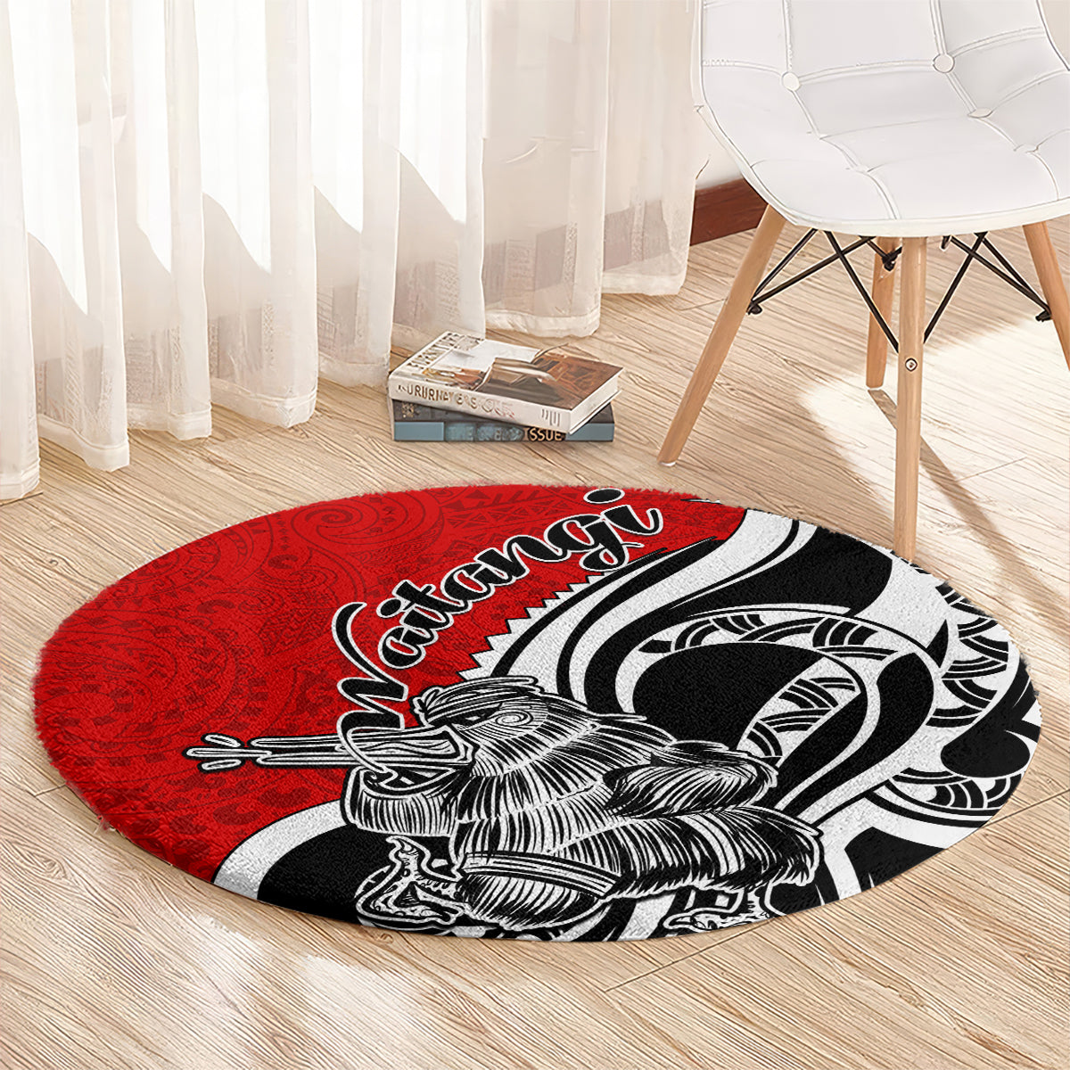 New Zealand Waitangi Day Round Carpet Aotearoa Te Tiriti O Waitangi Kiwi Red Version LT01 - Polynesian Pride