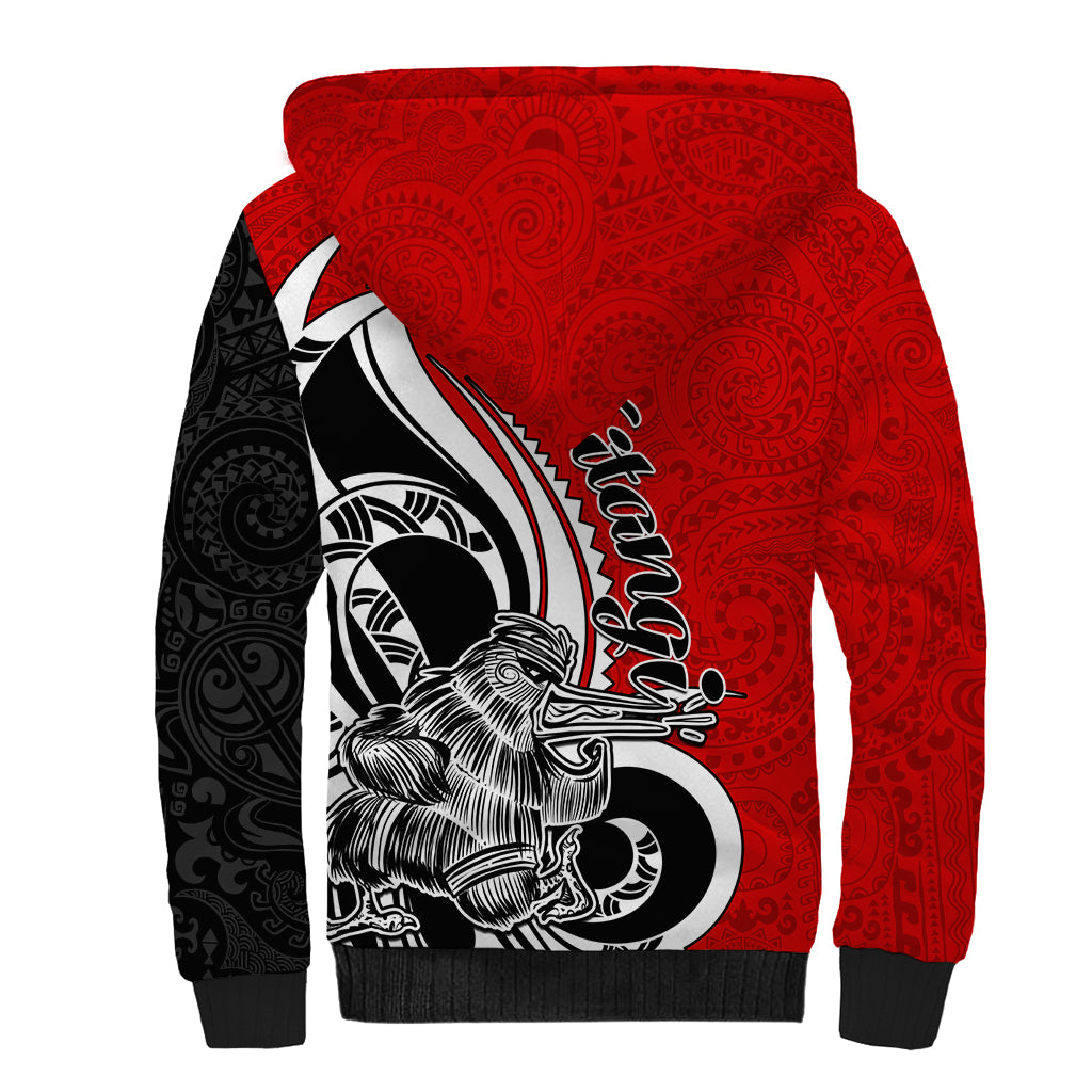 New Zealand Waitangi Day Sherpa Hoodie Aotearoa Te Tiriti O Waitangi Kiwi Red Version LT01 - Polynesian Pride