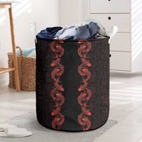 Hawaii Japan Koi Fish Red Laundry Basket Tapa Pattern - Polynesian Pride