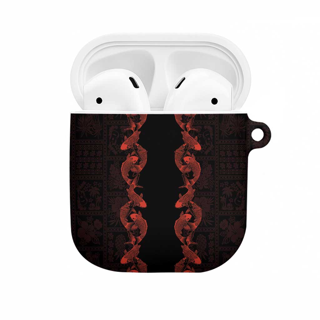 Hawaii Japan Koi Fish Red AirPods Case Tapa Pattern LT01 Red - Polynesian Pride