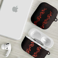 Hawaii Japan Koi Fish Red AirPods Case Tapa Pattern - Polynesian Pride
