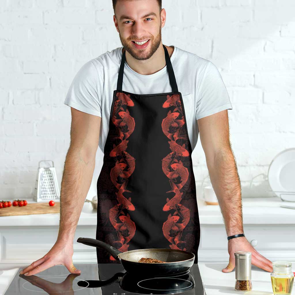 Hawaii Japan Koi Fish Red Apron Tapa Pattern - Polynesian Pride