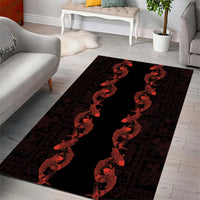 Hawaii Japan Koi Fish Red Area Rug Tapa Pattern - Polynesian Pride