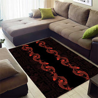 Hawaii Japan Koi Fish Red Area Rug Tapa Pattern - Polynesian Pride