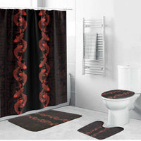 Hawaii Japan Koi Fish Red Bathroom Set Tapa Pattern - Polynesian Pride