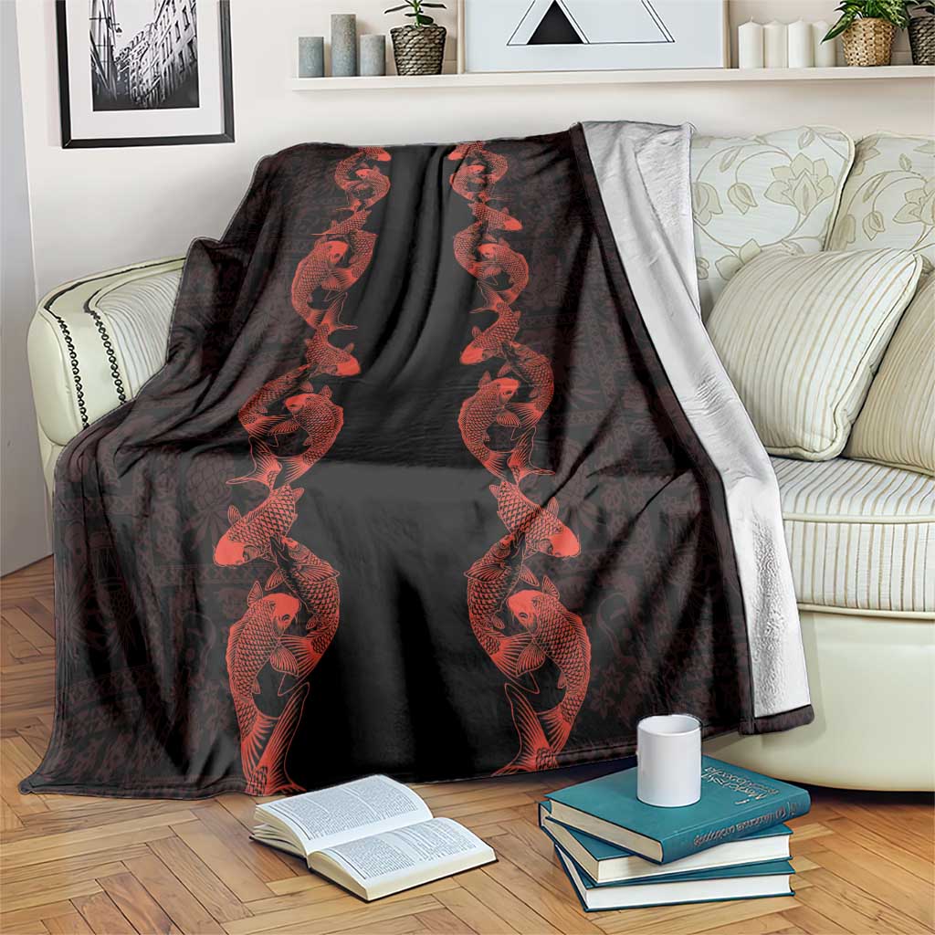 Hawaii Japan Koi Fish Red Blanket Tapa Pattern LT01 Red - Polynesian Pride
