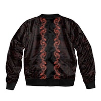 Hawaii Japan Koi Fish Red Bomber Jacket Tapa Pattern - Polynesian Pride