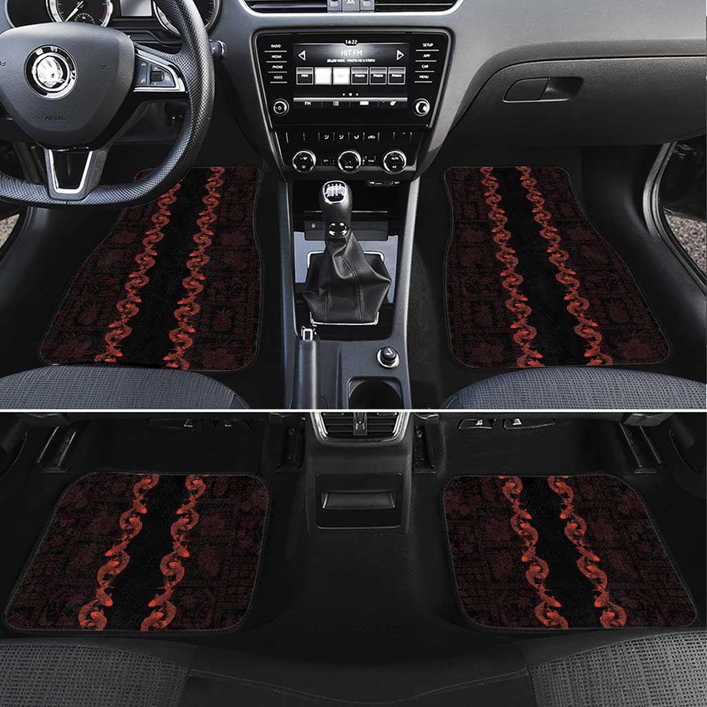 Hawaii Japan Koi Fish Red Car Mats Tapa Pattern - Polynesian Pride