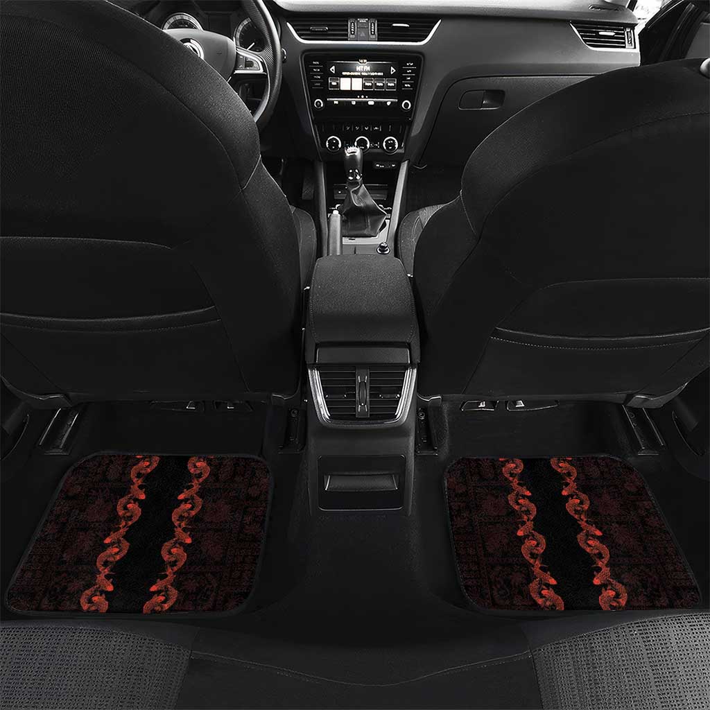 Hawaii Japan Koi Fish Red Car Mats Tapa Pattern - Polynesian Pride
