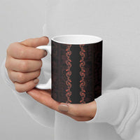 Hawaii Japan Koi Fish Red Ceramic Mug Tapa Pattern - Polynesian Pride