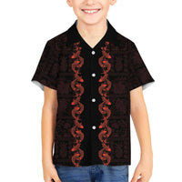Hawaii Japan Koi Fish Red Family Matching Puletasi and Hawaiian Shirt Tapa Pattern LT01 Son's Shirt Red - Polynesian Pride