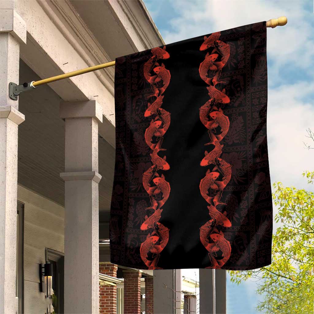 Hawaii Japan Koi Fish Red Garden Flag Tapa Pattern LT01 House Flag Red - Polynesian Pride
