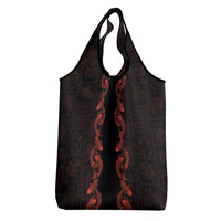 Hawaii Japan Koi Fish Red Grocery Bag Tapa Pattern - Polynesian Pride