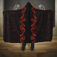 Hawaii Japan Koi Fish Red Hooded Blanket Tapa Pattern - Polynesian Pride