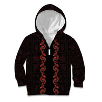 Hawaii Japan Koi Fish Red Kid Hoodie Tapa Pattern - Polynesian Pride