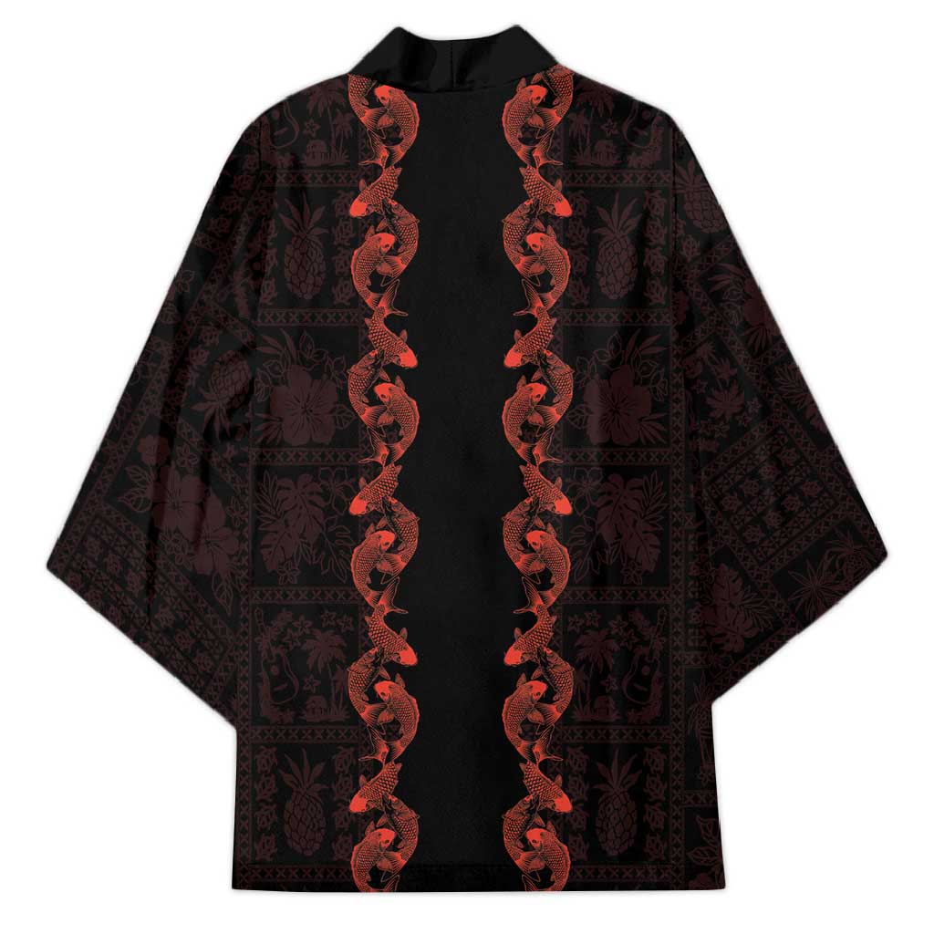 Hawaii Japan Koi Fish Red Kimono Tapa Pattern LT01 - Polynesian Pride