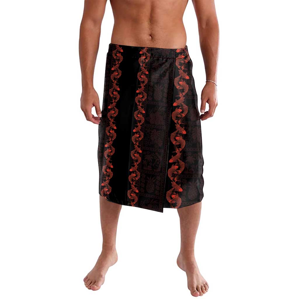 Hawaii Japan Koi Fish Red Lavalava Tapa Pattern LT01 Red - Polynesian Pride