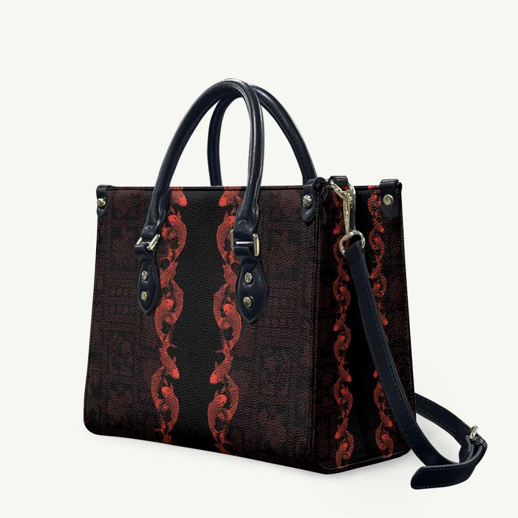 Hawaii Japan Koi Fish Red Leather Bag Tapa Pattern LT01 Red - Polynesian Pride