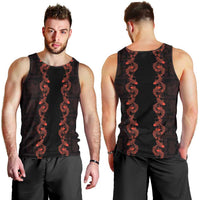 Hawaii Japan Koi Fish Red Men Tank Top Tapa Pattern - Polynesian Pride