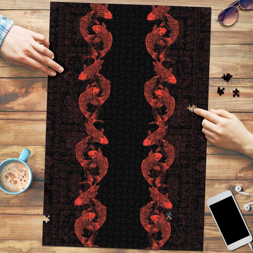 Hawaii Japan Koi Fish Red Puzzle Tapa Pattern - Polynesian Pride