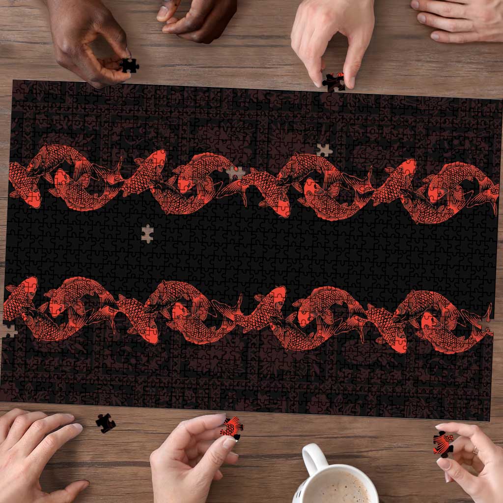 Hawaii Japan Koi Fish Red Puzzle Tapa Pattern - Polynesian Pride