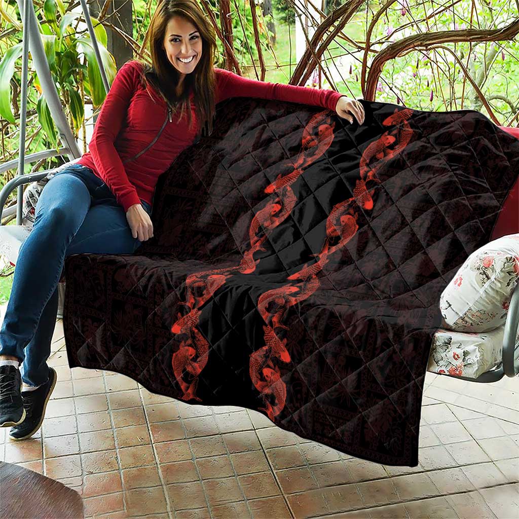 Hawaii Japan Koi Fish Red Quilt Tapa Pattern - Polynesian Pride