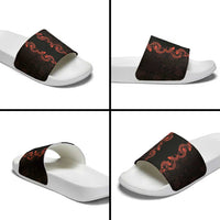 Hawaii Japan Koi Fish Red Slide Sandals Tapa Pattern - Polynesian Pride