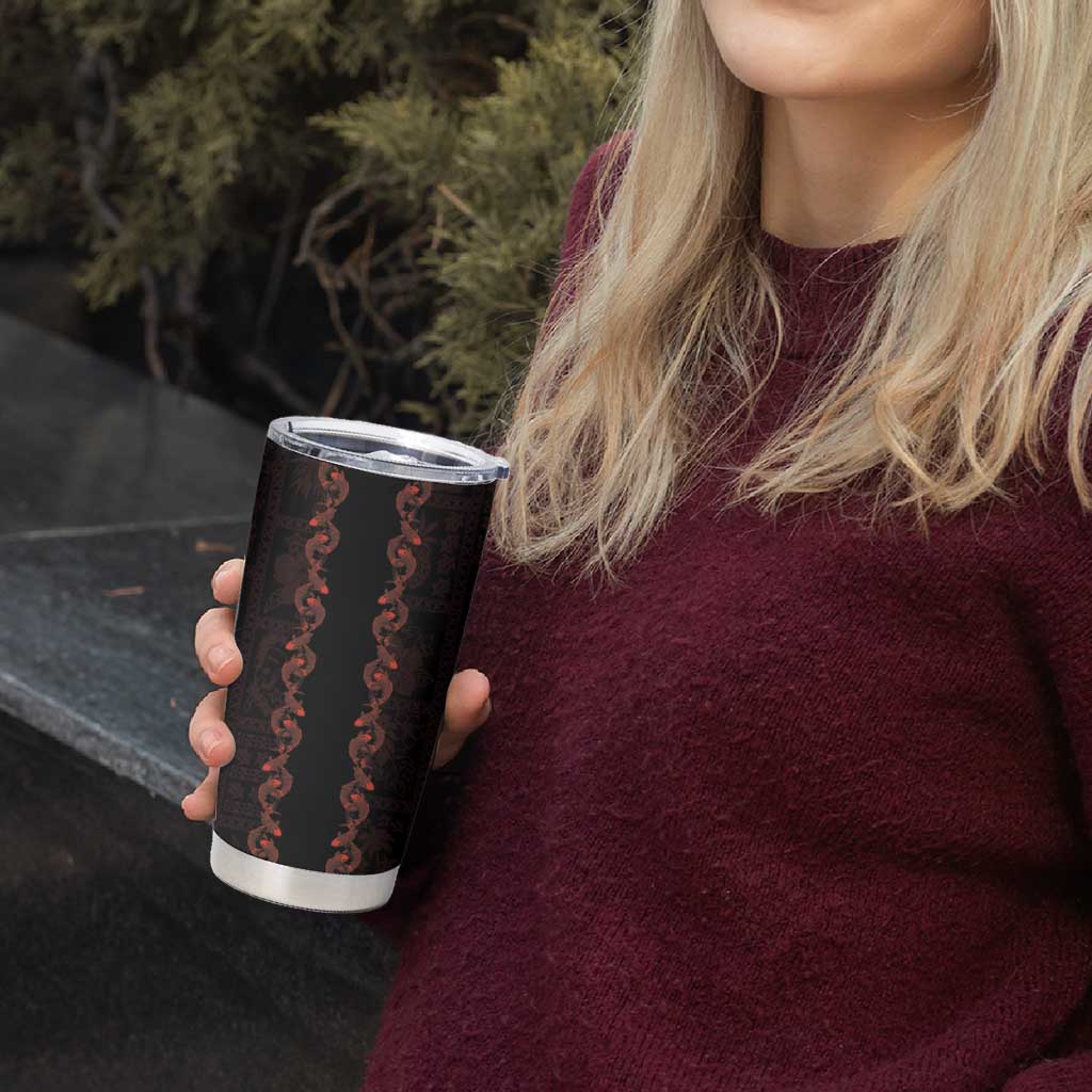 Hawaii Japan Koi Fish Red Tumbler Cup Tapa Pattern - Polynesian Pride