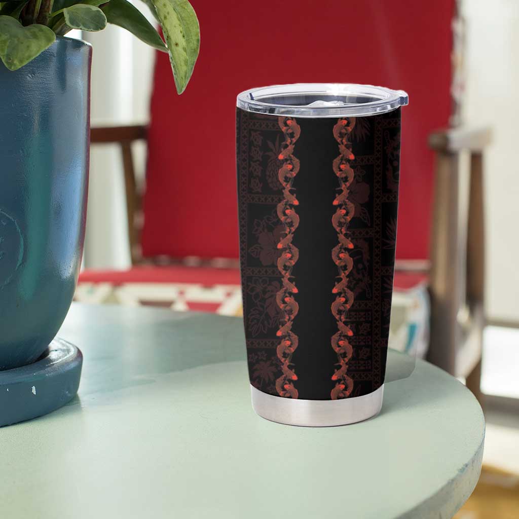 Hawaii Japan Koi Fish Red Tumbler Cup Tapa Pattern - Polynesian Pride