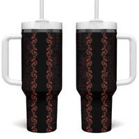Hawaii Japan Koi Fish Red Tumbler With Handle Tapa Pattern - Polynesian Pride