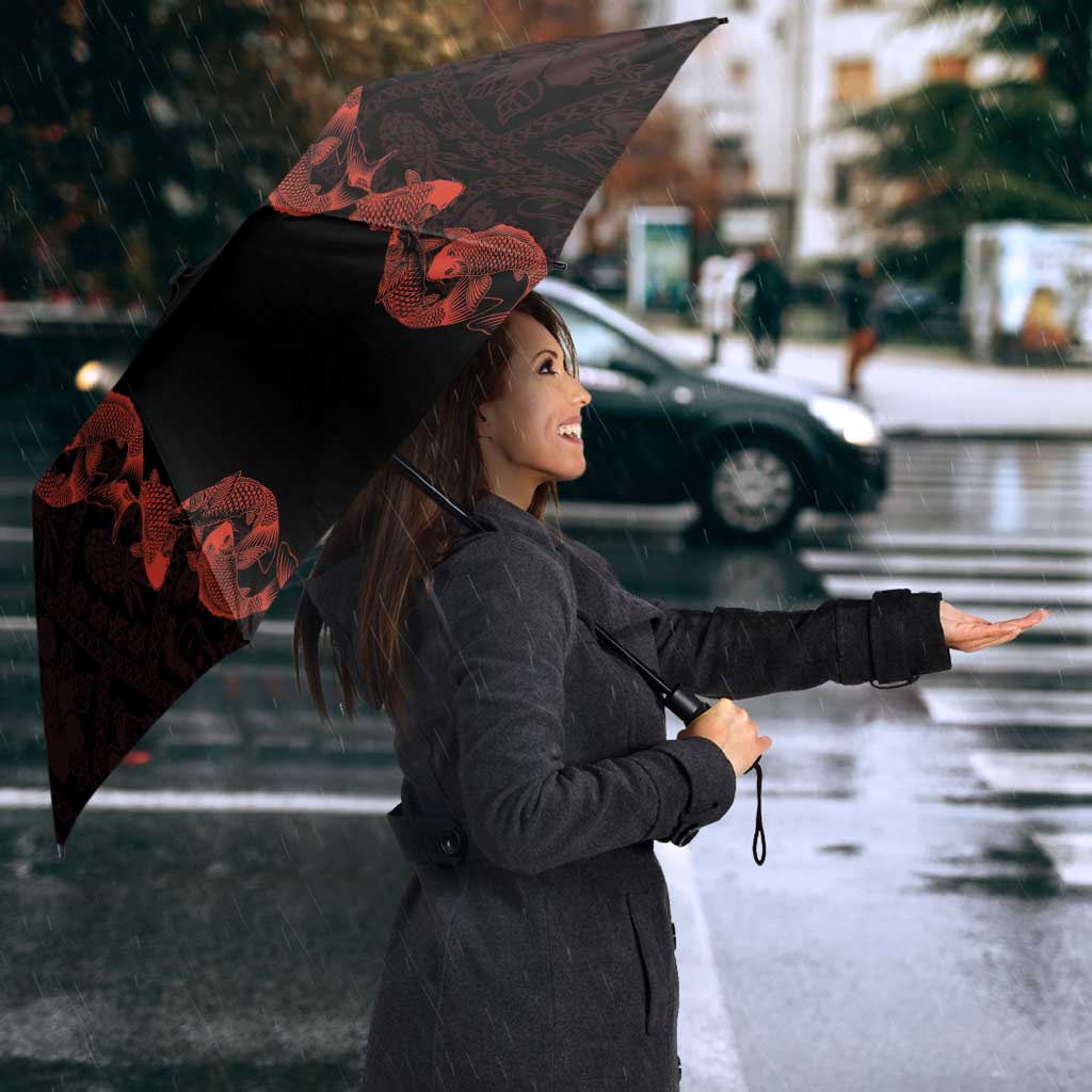 Hawaii Japan Koi Fish Red Umbrella Tapa Pattern - Polynesian Pride