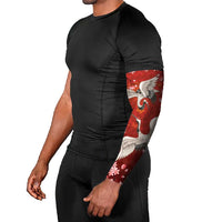 Hawaii Japan Cranes Sakura Flower Red Arm Sleeves Japan Heritage Spirit - Polynesian Pride