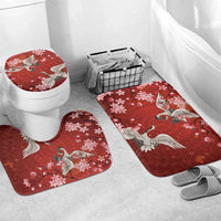 Hawaii Japan Cranes Sakura Flower Red Bathroom Set Japan Heritage Spirit - Polynesian Pride