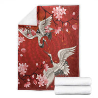 Hawaii Japan Cranes Sakura Flower Red Blanket Japan Heritage Spirit - Polynesian Pride