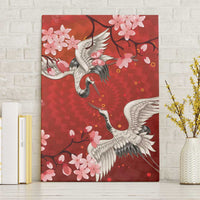 Hawaii Japan Cranes Sakura Flower Red Canvas Wall Art Japan Heritage Spirit - Polynesian Pride