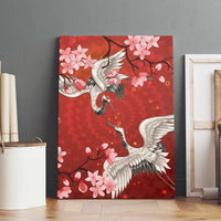 Hawaii Japan Cranes Sakura Flower Red Canvas Wall Art Japan Heritage Spirit - Polynesian Pride