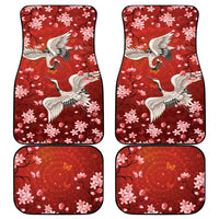 Hawaii Japan Cranes Sakura Flower Red Car Mats Japan Heritage Spirit - Polynesian Pride