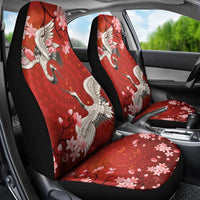 Hawaii Japan Cranes Sakura Flower Red Car Seat Cover Japan Heritage Spirit - Polynesian Pride