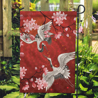Hawaii Japan Cranes Sakura Flower Red Garden Flag Japan Heritage Spirit - Polynesian Pride