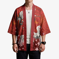 Hawaii Japan Cranes Sakura Flower Red Kimono Japan Heritage Spirit - Polynesian Pride