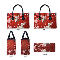 Hawaii Japan Cranes Sakura Flower Red Leather Bag Japan Heritage Spirit - Polynesian Pride