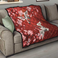 Hawaii Japan Cranes Sakura Flower Red Quilt Japan Heritage Spirit - Polynesian Pride