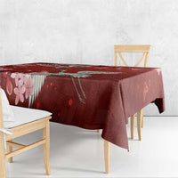 Hawaii Japan Cranes Sakura Flower Red Tablecloth Japan Heritage Spirit - Polynesian Pride