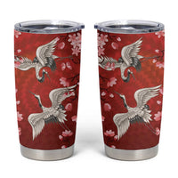 Hawaii Japan Cranes Sakura Flower Red Tumbler Cup Japan Heritage Spirit - Polynesian Pride