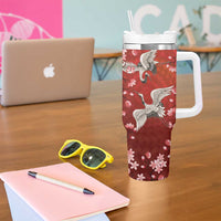 Hawaii Japan Cranes Sakura Flower Red Tumbler With Handle Japan Heritage Spirit - Polynesian Pride