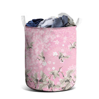 Cranes Sakura Floral Pink Pastel Laundry Basket Hawaii Japan Culture - Polynesian Pride