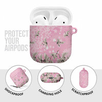 Cranes Sakura Floral Pink Pastel AirPods Case Hawaii Japan Culture - Polynesian Pride