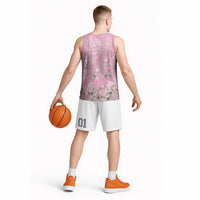 Cranes Sakura Floral Pink Pastel Basketball Jersey Hawaii Japan Culture - Polynesian Pride