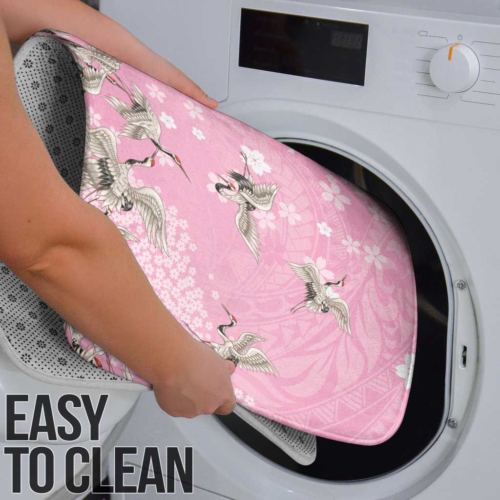 Cranes Sakura Floral Pink Pastel Bathroom Set Hawaii Japan Culture - Polynesian Pride