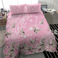Cranes Sakura Floral Pink Pastel Bedding Set Hawaii Japan Culture - Polynesian Pride
